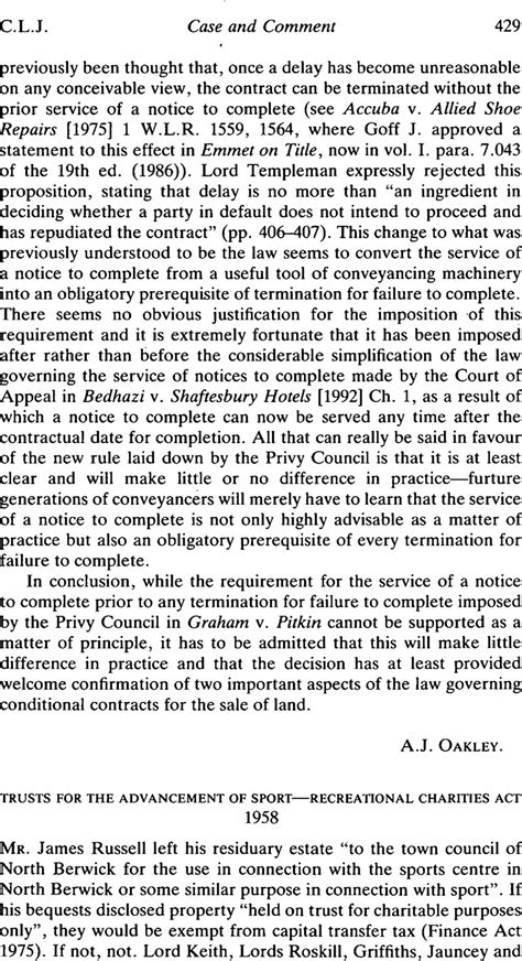 Trusts for the Advancement of Sport—Recreational Charities Act .